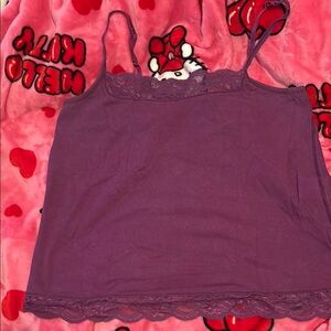 Women's Purple Lace Trim Cami Top
